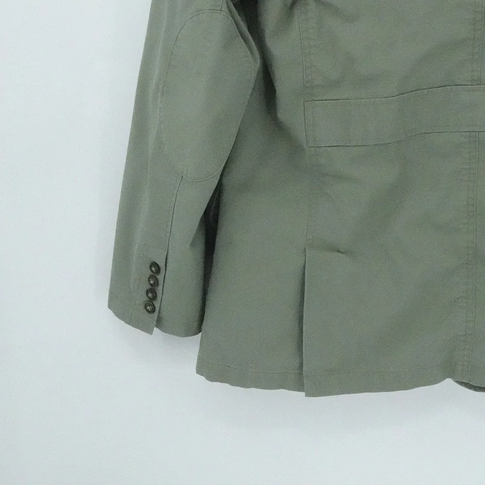 LL Bean Jacket Mens 44 T Olive‎ Green Field Coat Utility SportingElbow Patches